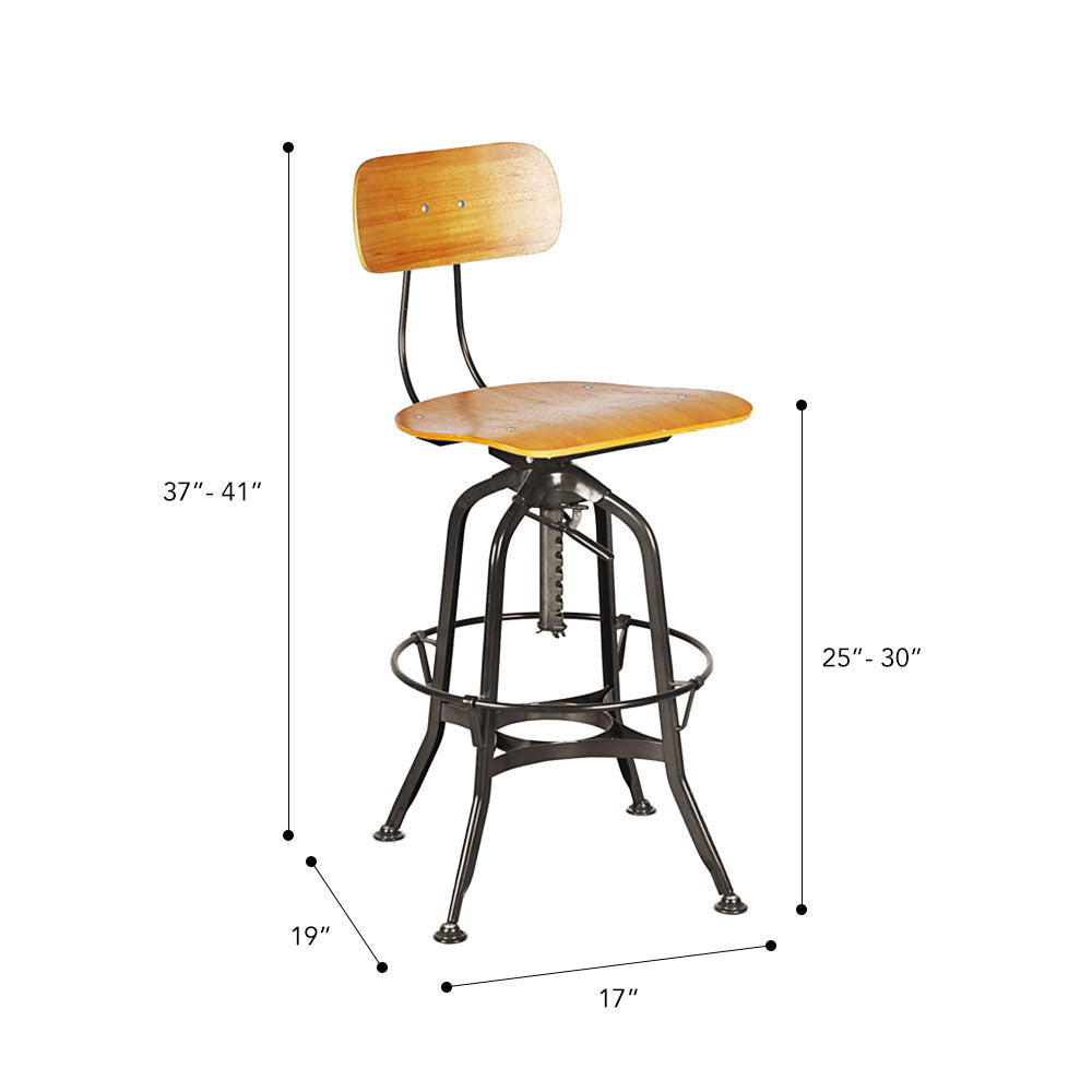 Toledo Swivel Adjustable Height Bar Stool #color_Dark Brown/Brown